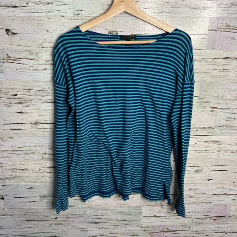 J crew blue  green striped long sleeve size xs